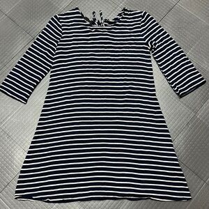MOON AND STARS GIRLS NAVY BLUE STRIPE SHIFT DRESS SIZE 10